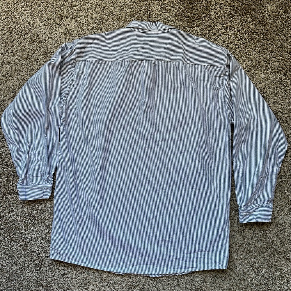 PRISON BLUES Hickory Stripe Work Shirt Half Zip Mens  2XL TALL Long Sleeve - Picture 2 of 9